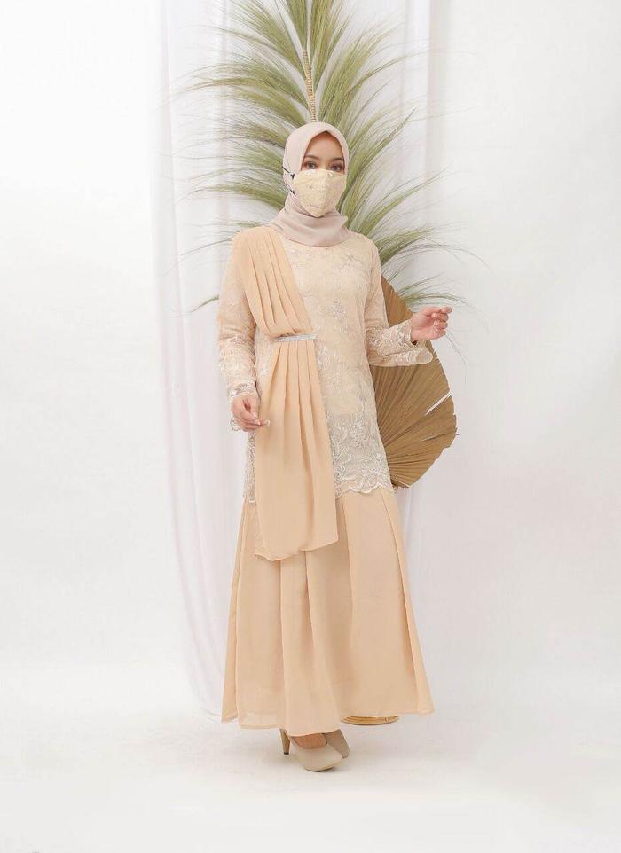 Gamis Pesta Terbaru / Gamis Pesta Tile Duyung / Gamis Pesta Wisuda / Gamis Duyung Selendang / Brukat