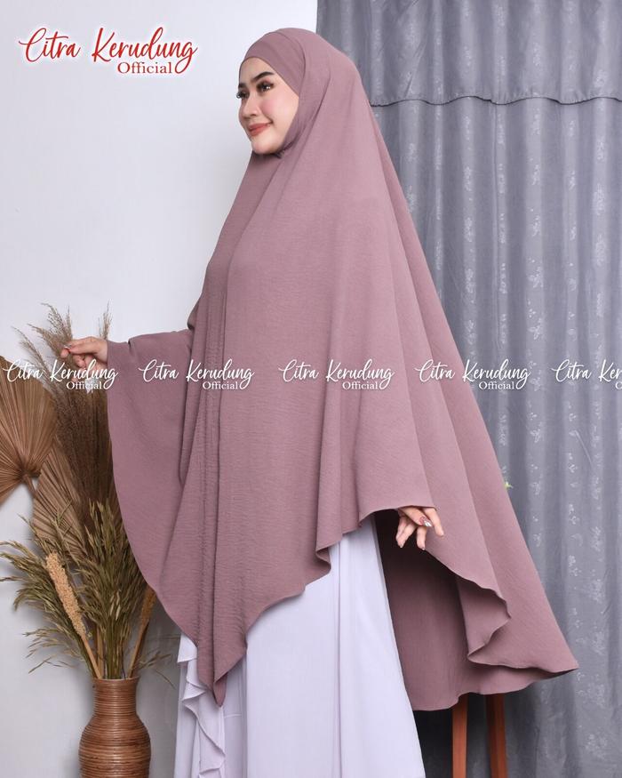 Jilbab French Khimar Jumbo Bandana V Shape Lancip Bahan Crinkle Airflow Premium Gazala Hijab
