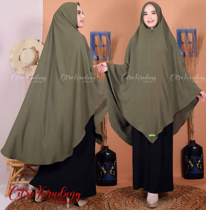 Khimar Jumbo Nonpad Model V Shape Lancip Bahan Crinkle Airflow Premium Gazala Hijab