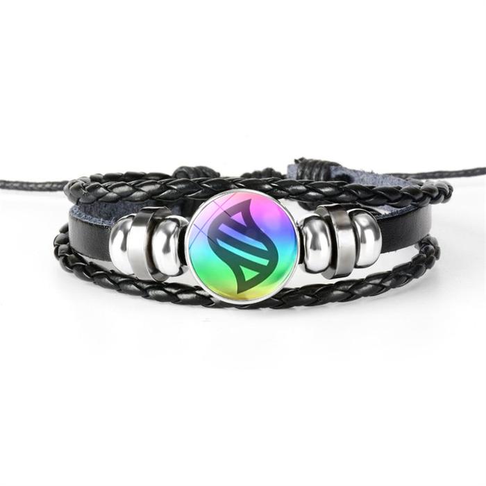 NEW Japanese Anime Giant Stone Pocket Monster Bracelet Glass Circular Pocket Monster Jewelry Leather