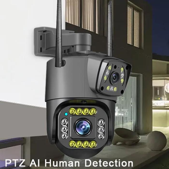 V380 Pro Dual Lens Kamera CCTV 16MP/8MP, 1080P, Dual Screen Monitoring, Two Way Audio, IP66 Outdoor