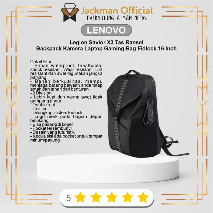 LENOVO Legion Savior X3 Tas Ransel Backpack Kamera Laptop Gaming Bag Fidlock 16 Inch