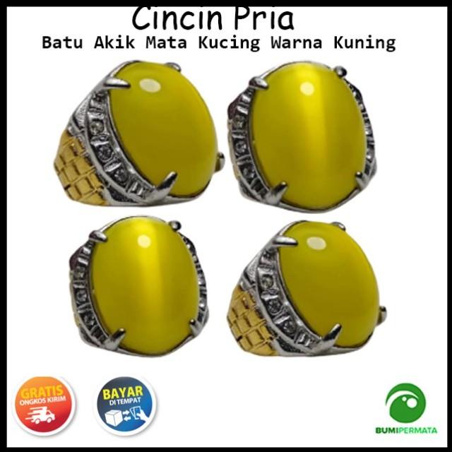Batu Cincin Akik Mata Kucing Warna Kuning Yellow Cat Eye