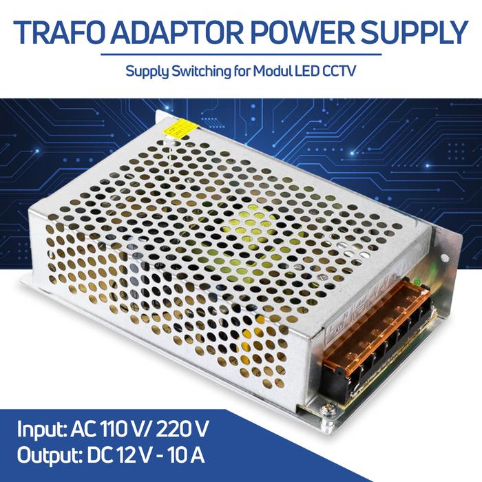 SUSWE Trafo Adaptor Power Supply Switching 12V 10A for Modul LED CCTV - S-120-12 Garansi