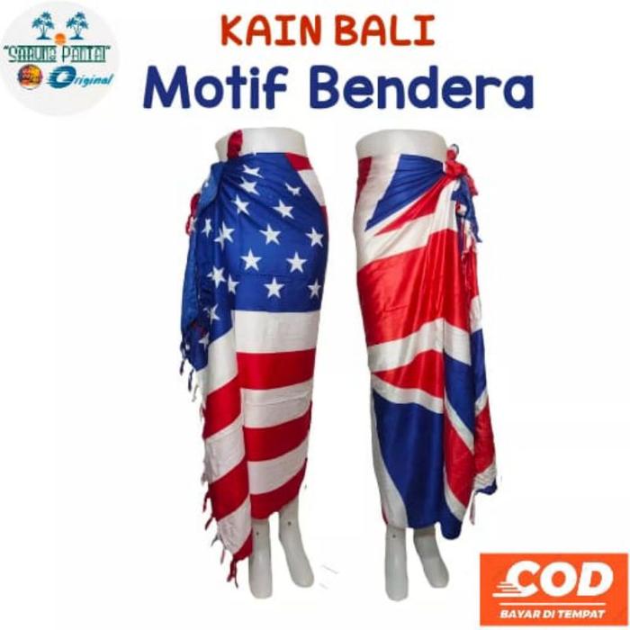 WTS- Kain Bali / Kain Pantai / Selendang Bali / Selimut Tipis / Motif Bendera Amerika - Inggris