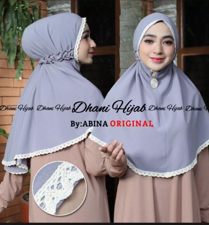 L14 jilbab Bergo Maryam Renda atas bawah tali karet belakang diamond crape