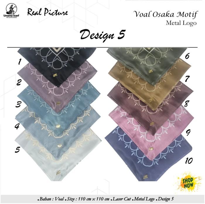 L14 Jilbab Segi Empat Voal Osaka Metal Logo Laser Cut Motif 5 by Umama Ori