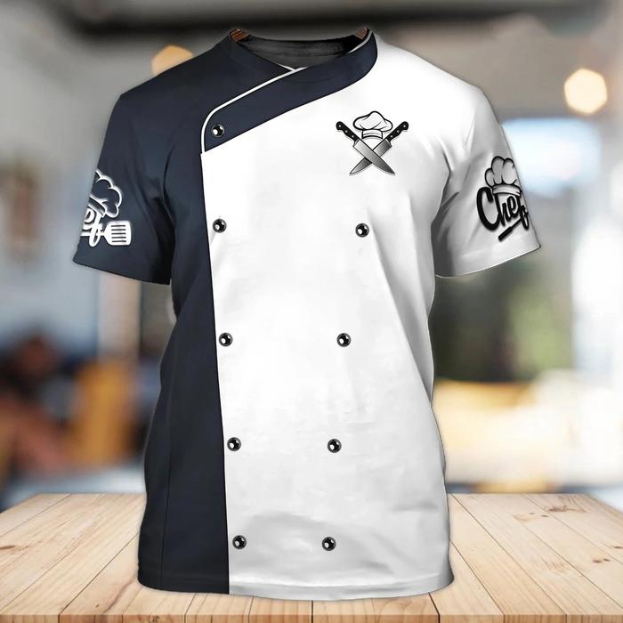 Summer Chef Series Pattern Men's T-shirt Hip Hop 3D Print Personality   Neck Short Sleeve  Fashion C