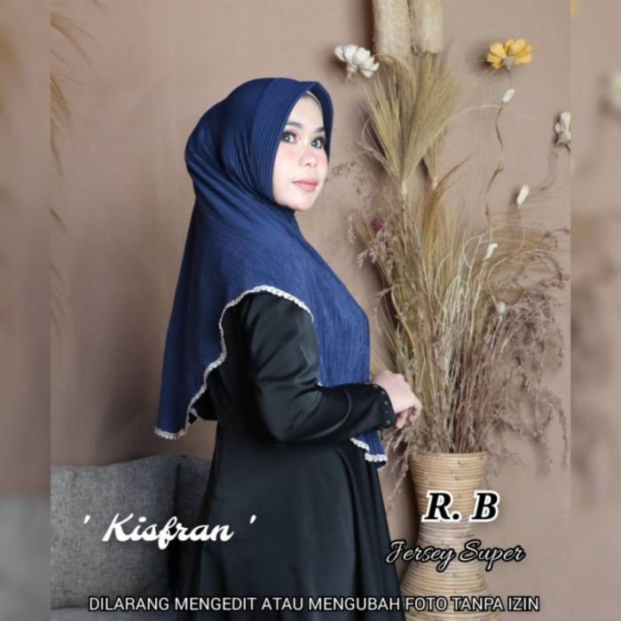 L14 Hijab Bergo Instan Plisket Kekinian Dewasa - Jersey Super Renda Bawah