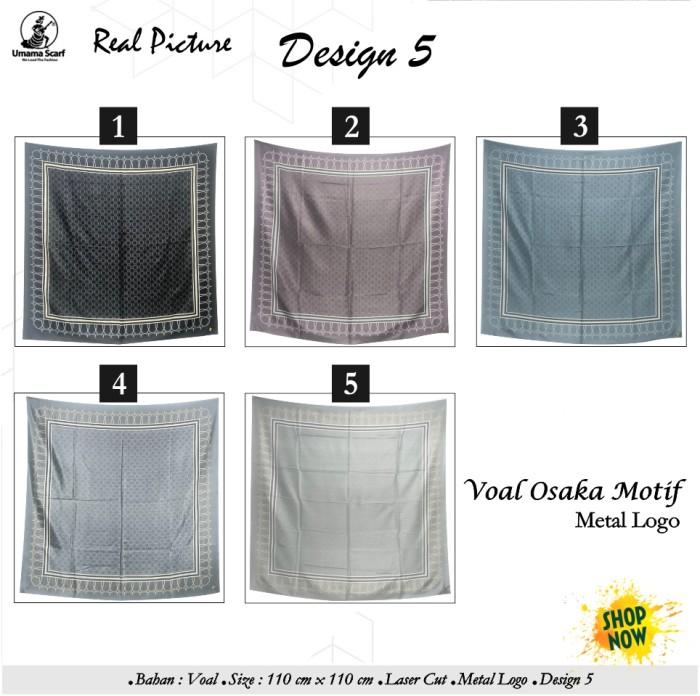 L14 Jilbab Segi Empat Premium Voal Osaka Motif 5 Metal Logo by Umama Ori