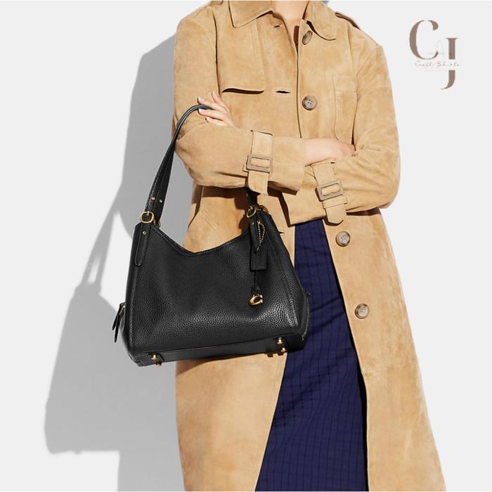 Tas Wanita Lori Soft Pebble Leather Shoulder Bag Black Full