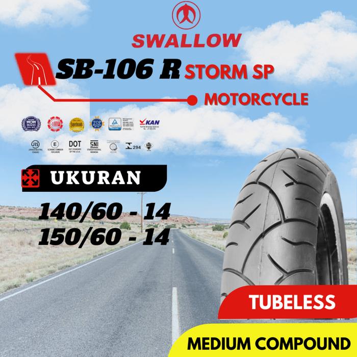 Ban Luar Sepeda Motor Swallow SB-106 R STORM SP 140/60 150/60 Ring 14 Tubeless