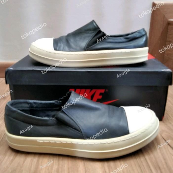 Rick Owens Slip-On Leather Boat Sepatu Shoes Slip On RO Owen DRKSHDW Black Kulit