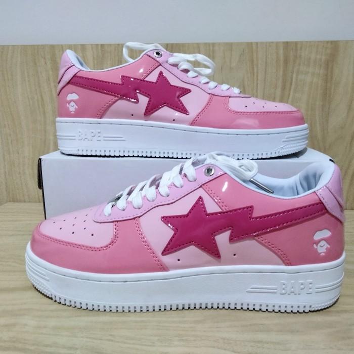 Bapesta Low Patent Pink Sneakers Sepatu Shoes A Bathing Ape Bape Sta