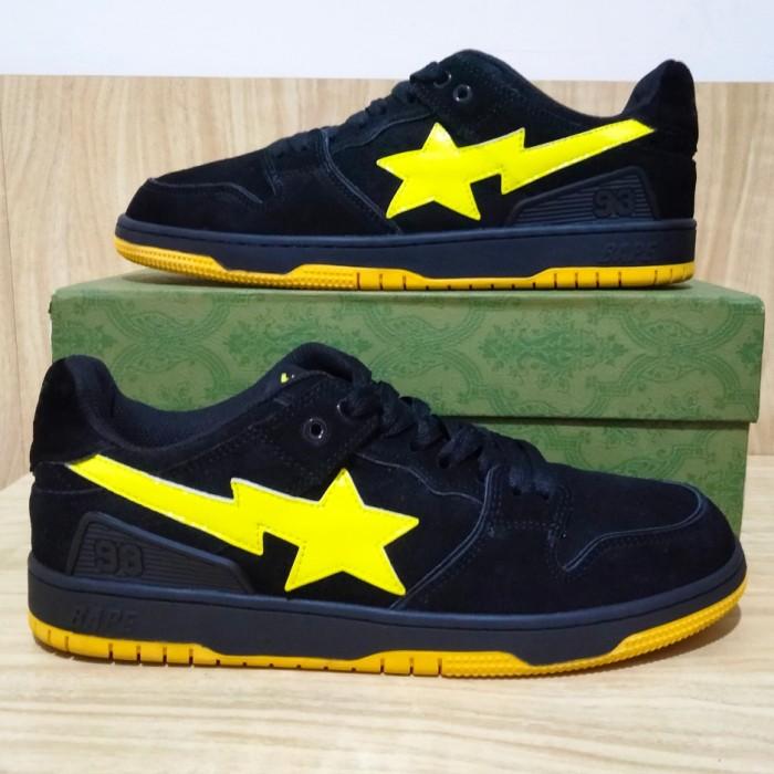 Bape Sk8 Sta Low Black Yellow Sneakers Sepatu Shoes A Bathing Ape
