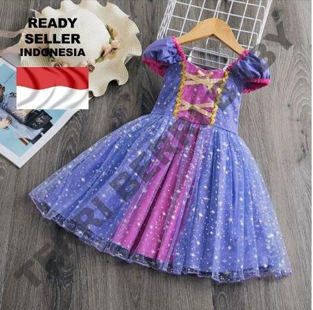Baju Kostum Dress Princess Gaun Prinses Rapunzel Rapunsel
