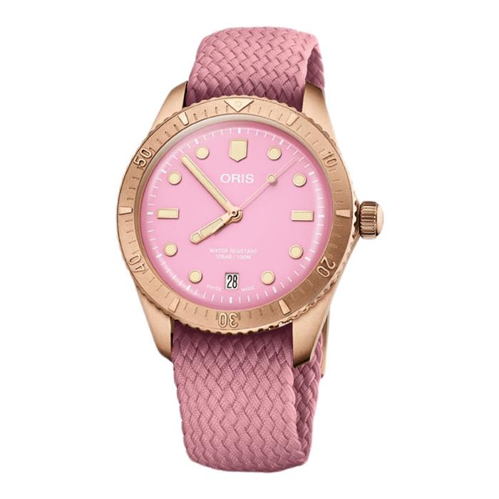 Jam Tangan Unisex Oris Divers Sixty-Five 01-733-7771-3158-07-3-19-04BRS Cotton Candy Pink Dial Pink