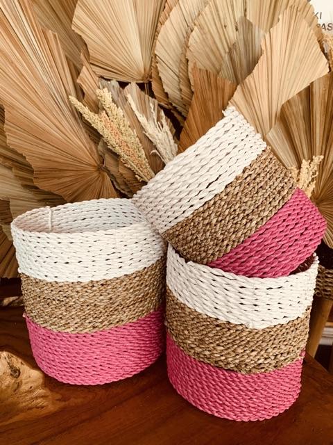 Mendong pot/ COVER POT ANYAMAN SEAGRASS PANDAN /TIDAK BISA PILIH WARNA