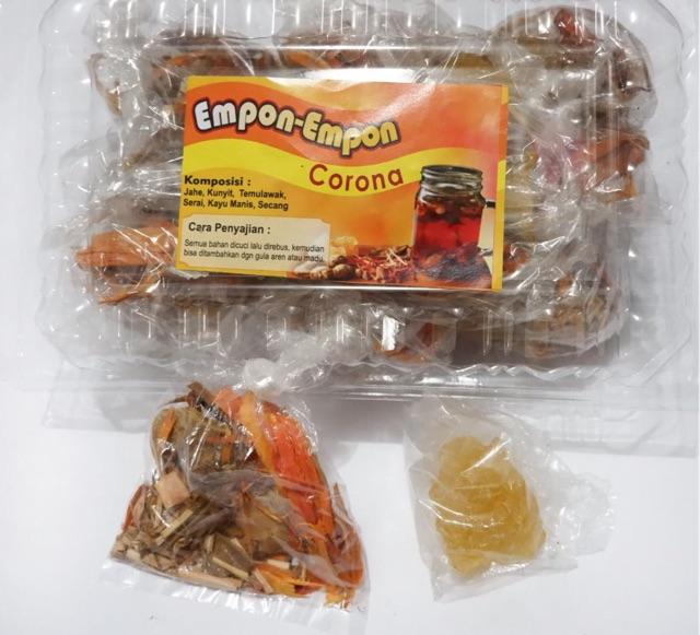 Minuman herbal empon corona 1 pak :isi 10 lengkap gula jahe Rp 30.000
