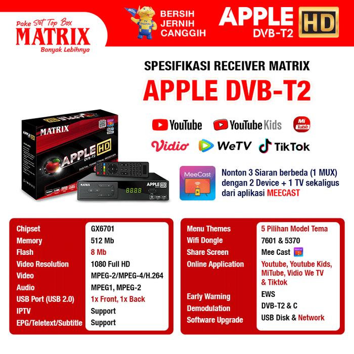 SET TOP BOX TV DIGITAL MATRIX APPLE MERAH DVBT2 EWS UHF FULL HD / STB TV BOX DIGITAL MURAH / SET TOP