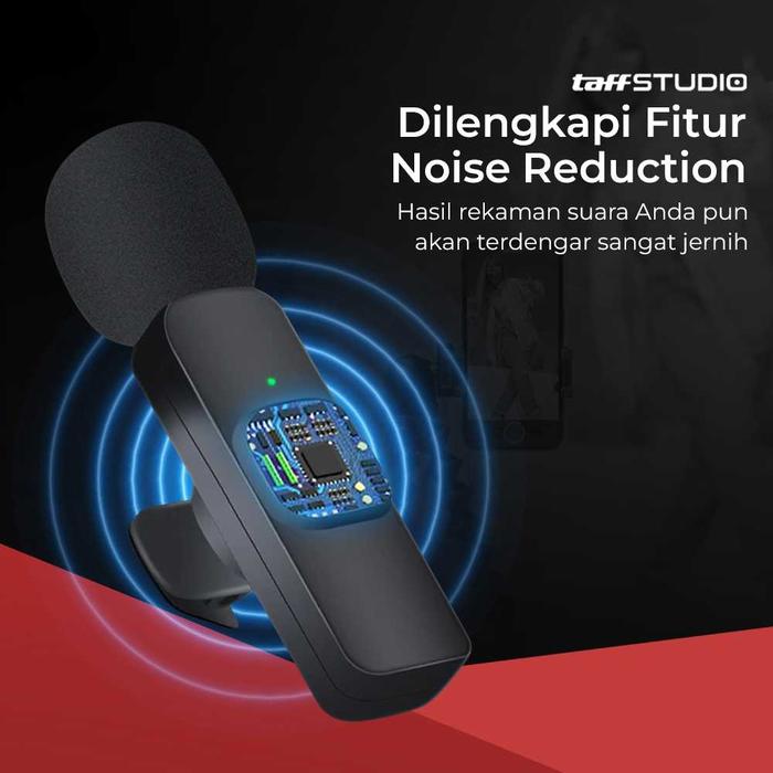 TaffSTUDIO Mikrofon Wireless Lavalier Portable Microphone USB Type C ODR08 / mik hp buat konten krea