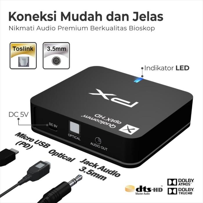 PX BTR1500H / BTR-1500H BLUETOOTH AUDIO RECEIVER - GARANSI RESMI