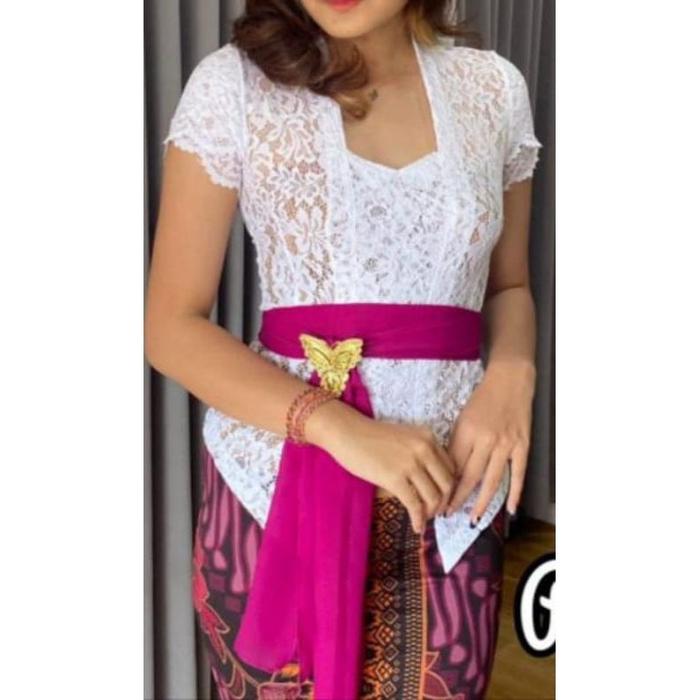 Hot Sale! Kebaya Bali Brokat Sofia Strecth Lengan Pendek Model Lilit Warna Army Juwet Hitam Putih Ma
