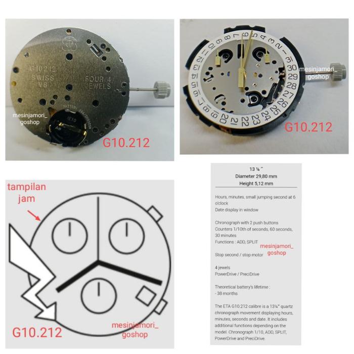 mesin jam ETA G10.212 G10.712 G15.212 G15.261 Swiss