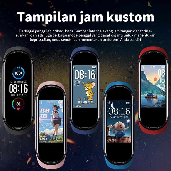 2022 M5 jam pintar Jam Tangan Pintar Olahraga Pria Wanita, Jam Tangan Pintar Pelacak Kebugaran Olahr