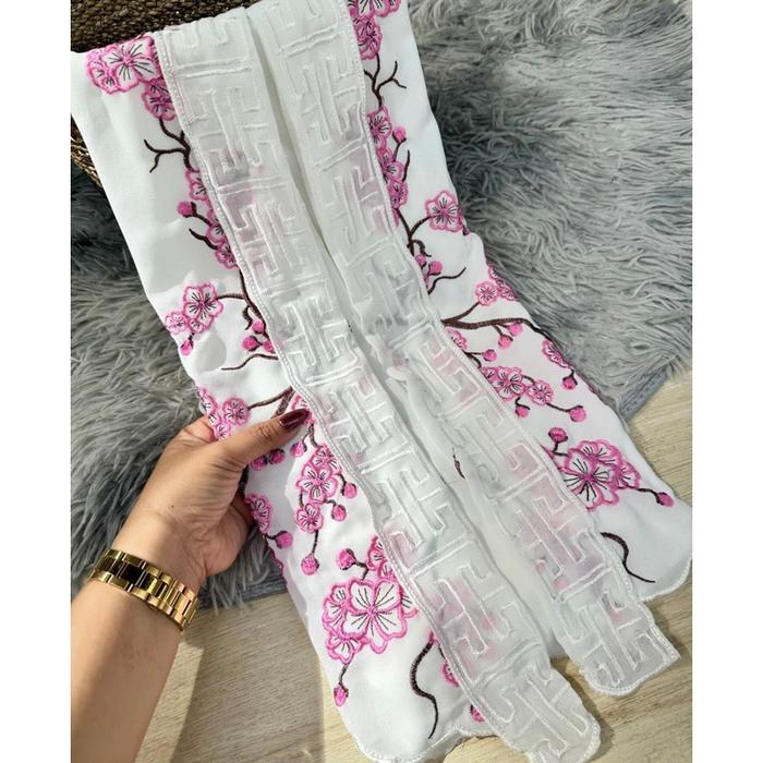 Hot Promo! kain kebaya bordir terbaru termurah terlaris kain bordir semi lukis bahan kebaya encim Te