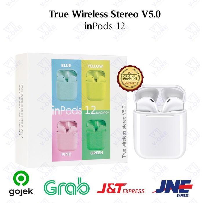Handsfree Headset bluetooth inPods 12 macaron Earphone WirelessK8Q8 Ios Bluetooth Multifungsi Handsf