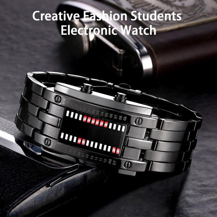 Stylish Binary Watch Accurate Long Battery Life Wristwatch