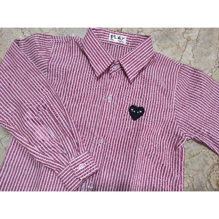 kemeja CDG Heart Hati Garis anak Play CDG Stripe shirts for kids