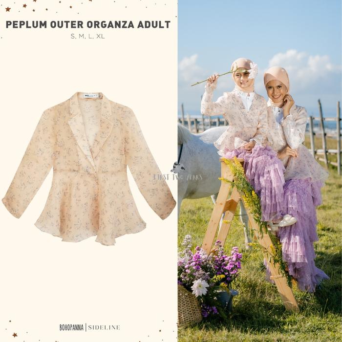 Bohopanna X Sideline - Neeta White Shirt & Peplum Outer Organza for Kids and Adults / Atasan Ibu dan