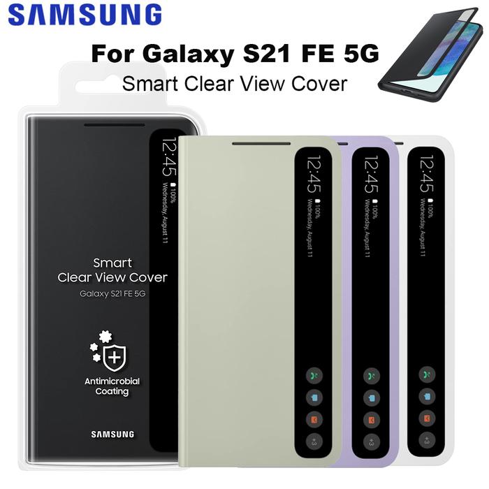 Original Samsung Galaxy S21 FE 5G S View Cover for Galaxy S21 FE Smart Clear View Flip Phone Case EF