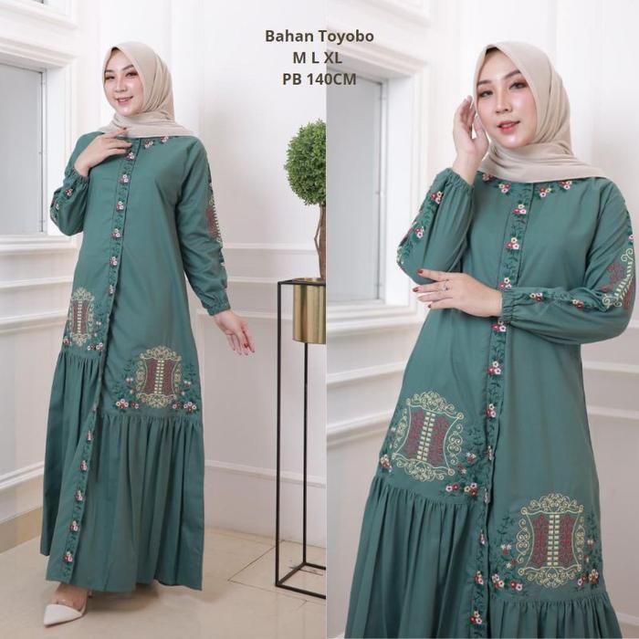 gamis katun toyobo bordir pintu aceh dress muslim wanita terbaru