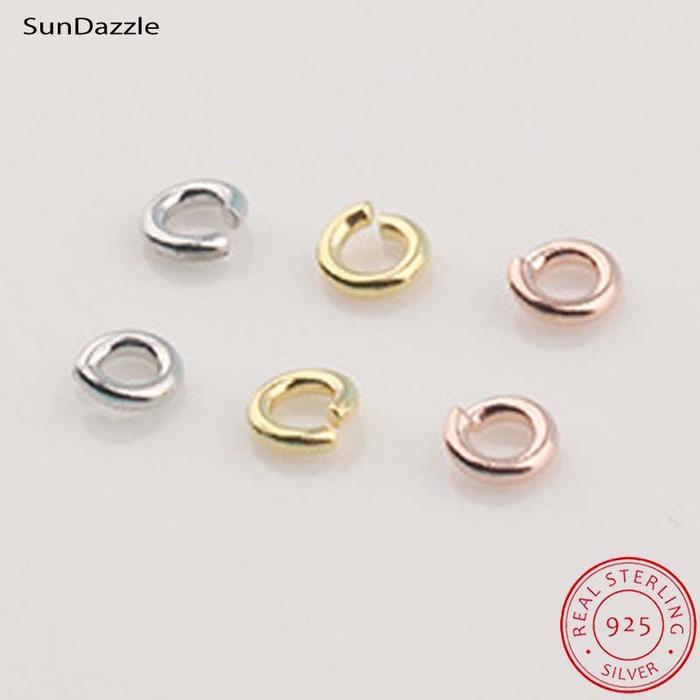 Genuine Real Pure Solid 925 Sterling Silver Open Jump Rings Split Ring Rose Gold Connector Jewelry M
