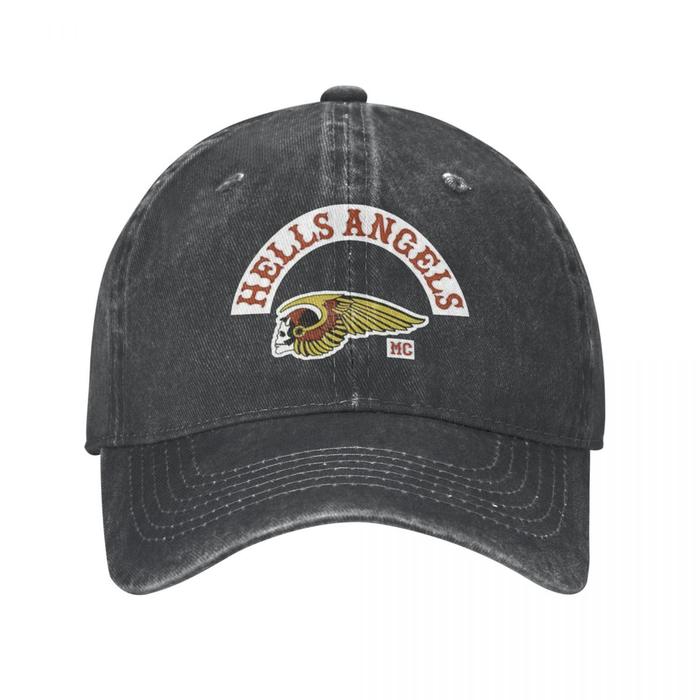 Hell Angel Logo Unisex Baseball Caps Motorcycle Club Brotherhood Distressed Denim Hats Cap Vintage O