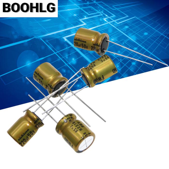 5PCS original 220UF 50V Nichicon fever audio capacitor 50V 220UF 10X12.5 FW gold shell