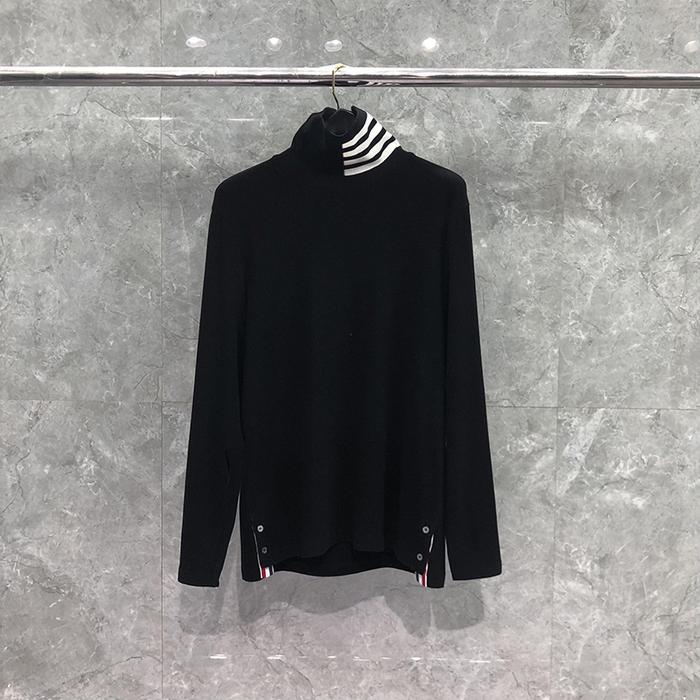 Tb Thom Men'S Sweaters 2022 Winter Korean Fashion Coats Neck Stripes