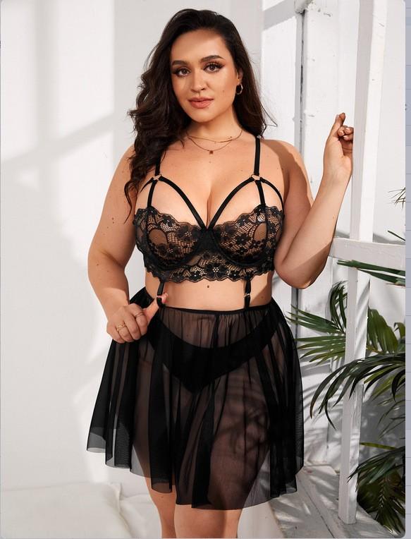 LINGERIE SEKSI LACE TRANSPARAN / LINGERIE BIG SIZE SETELAN 1016