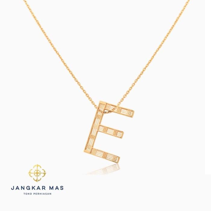 Kalung Emas UBS Alpha Bold Huruf E Alphabold Carendelano 16K Gold