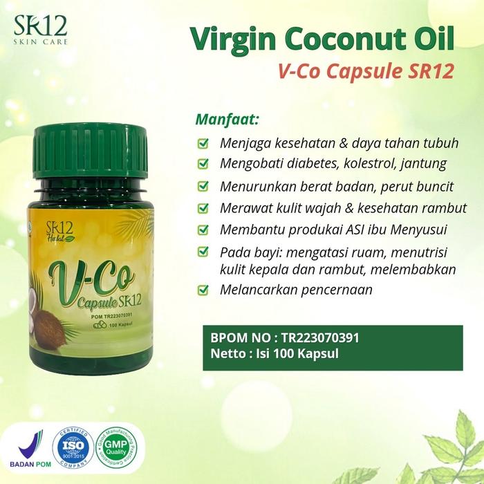 Vco Kapsul SR12 Isi 100 VCO Oil Untuk Kesehatan Aman dikonsumsi BPOM