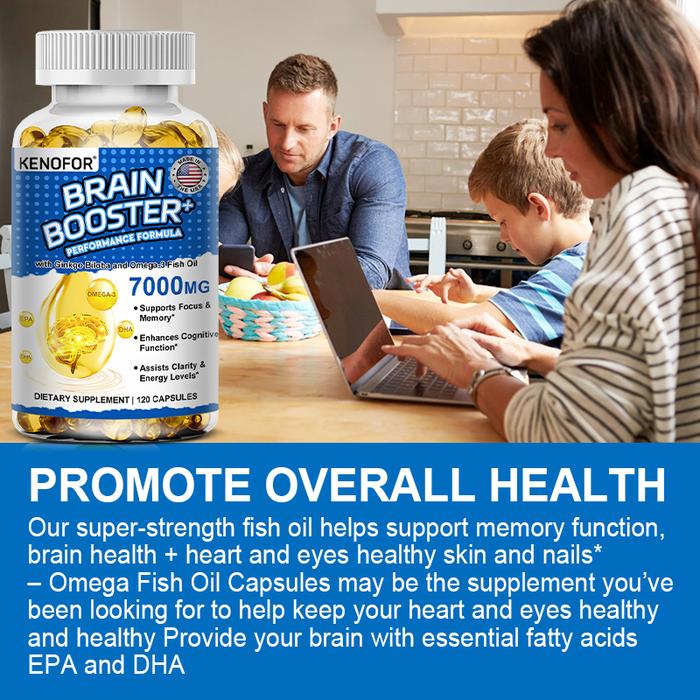 Brain Booster - Meningkatkan daya ingat, konsentrasi dan kognisi, Vitamin B12, Minyak Ikan, Omega 3