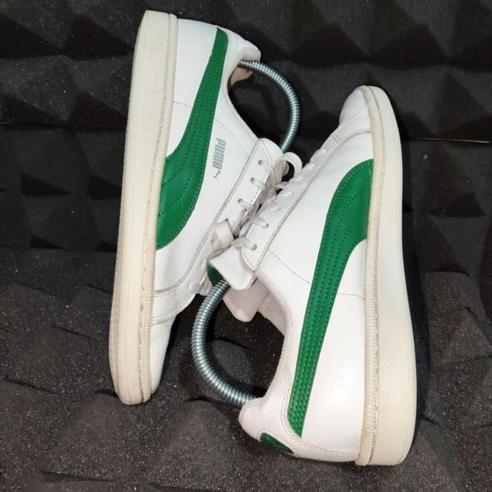 PROMO - PUMA SMASH V.2 WHITE GREEN SIZE : 39 (25 Cm)