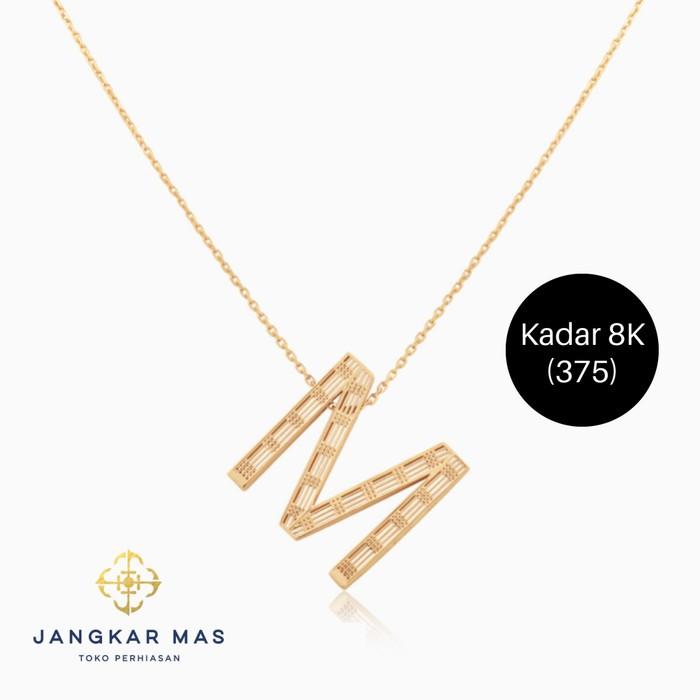 Kalung UBS Alpha Bold Huruf M Alphabold Carendelano 8K Gold