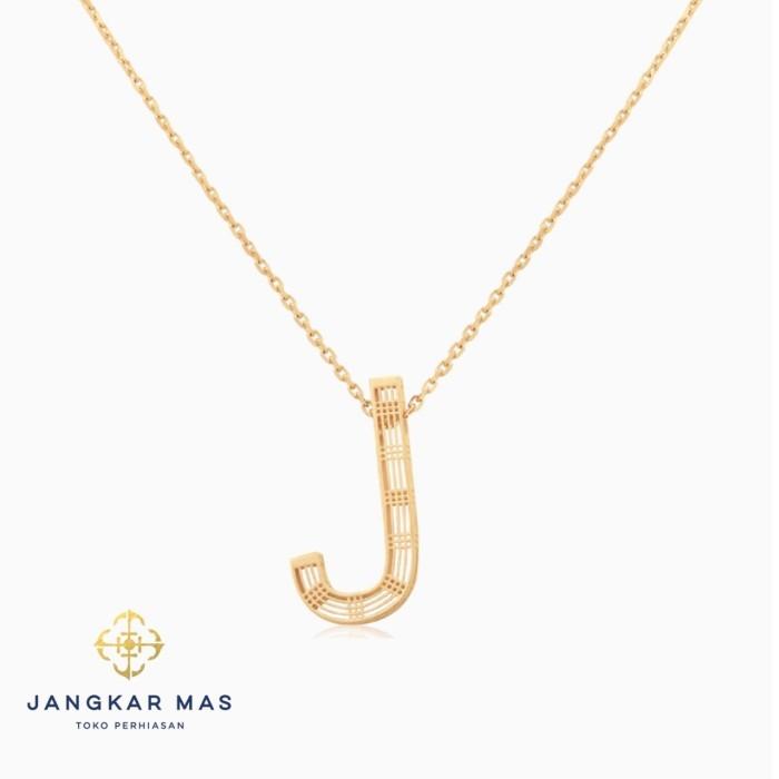 Kalung Emas UBS Alpha Bold Huruf J Alphabold Carendelano 16K Gold