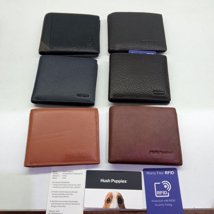 Hush Puppies Dompet Pria Wallet Mens Kulit Sapi Asli Teknologi Rfid Original 100% (Free Box+Sarung D