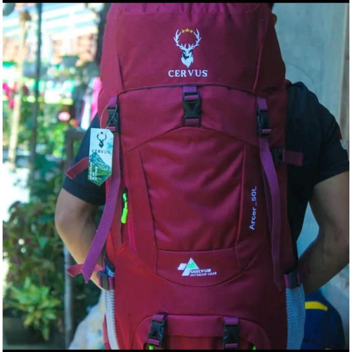 Tas Carrier Cervus Ori 50L Tas Ransel Gunung Di Lengkapi Fiber, Frem Besi Tebal, Busa Tebal, Fluit E