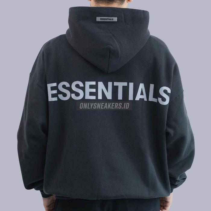 Essentials Reflective Back Logo Black Hoodie (100% Authentic) (Best Quality)